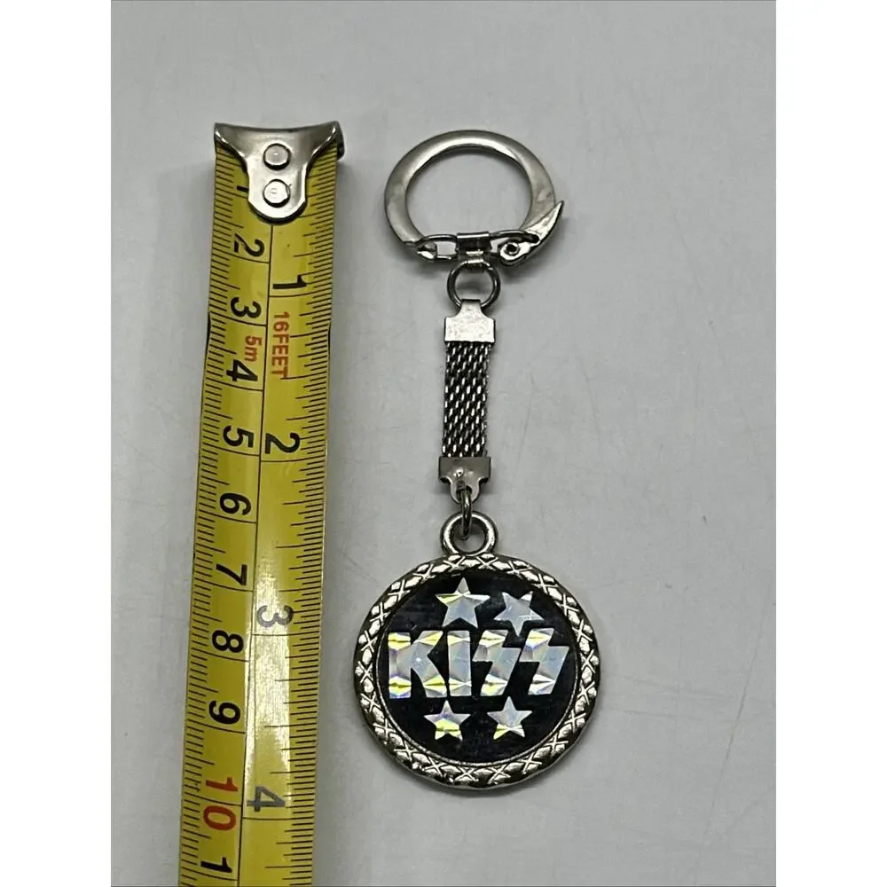 Vintage KISS 1977 Aucoin prismatic mesh keychain Rare